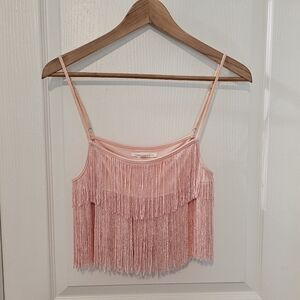 Women's Fringe Tank Top Salmon Size M